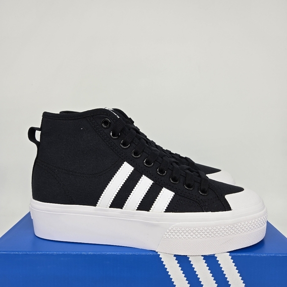 adidas Nizza Platform Mid — Core Black / Cloud White Women's Shoes Size 8.5 New - Picture 3 of 8